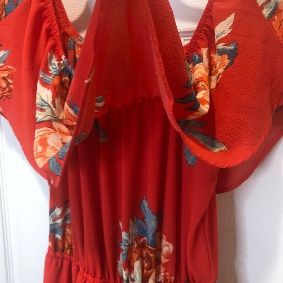 Mimi Chica orange floral off the shoulder maxi dress, size medium - Picture 7 of 14